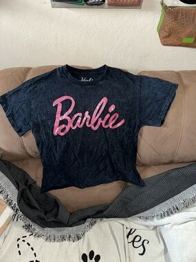 Barbie Black Tee with Pink Script Logo size small